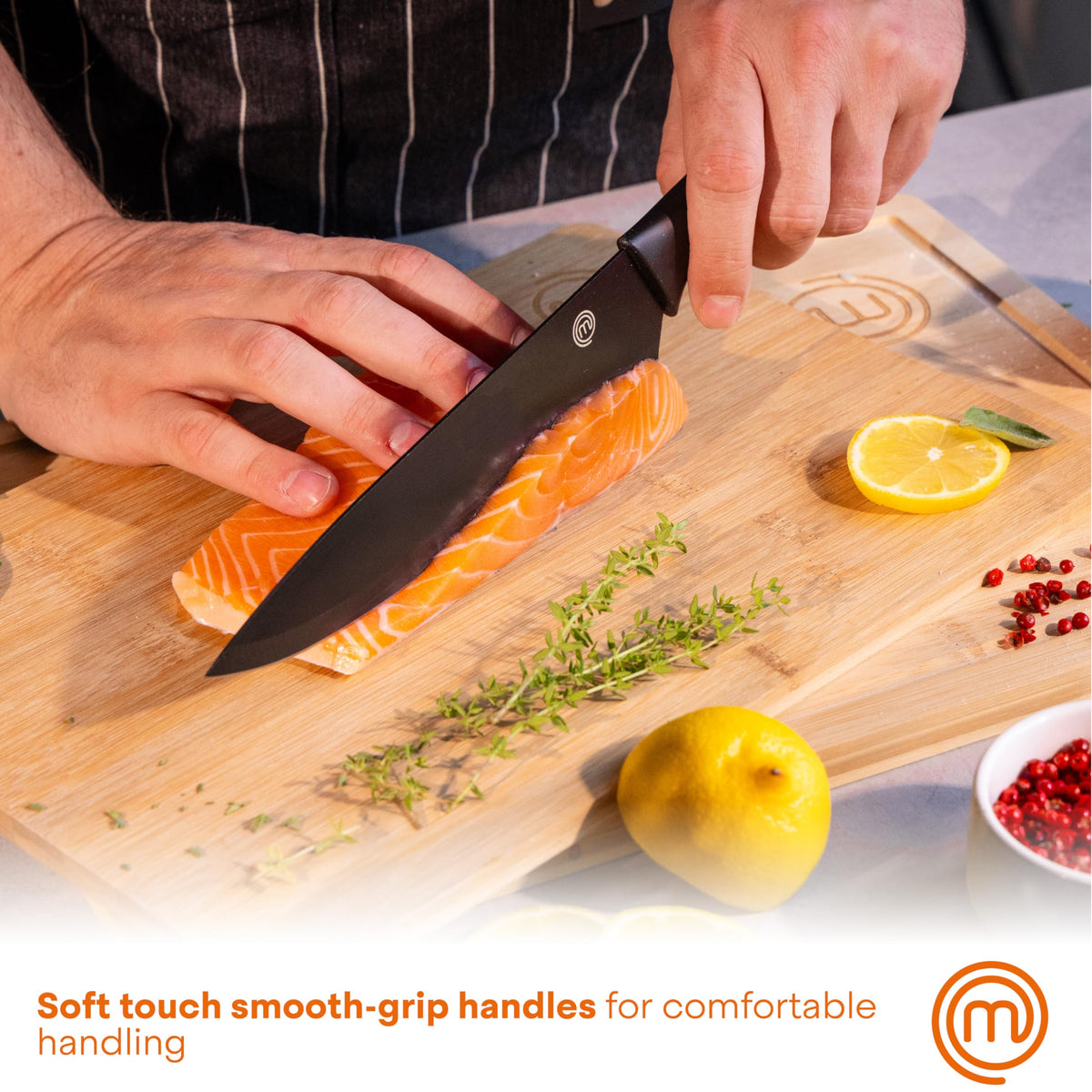 MasterChef utility knife positioned for versatile kitchen tasks.