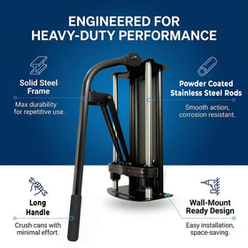Heavy-duty MasterCrush frame with powder-coated steel withstands daily use.
