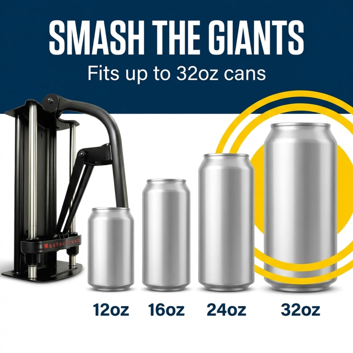 MasterCrush space-saving design reduces bin volume in home or shop.