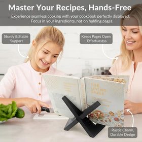 masteymoh rustic black cookbook stand adjustable angle for comfortable reading