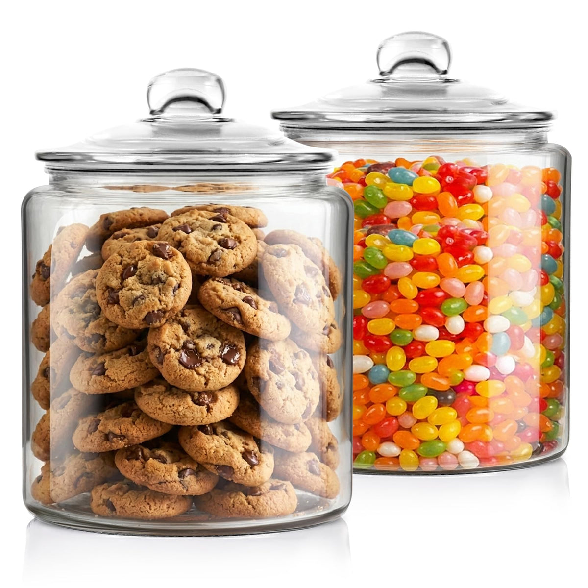 Masthome 2-glass-storage-jars with wide mouths for easy pouring and labeling.