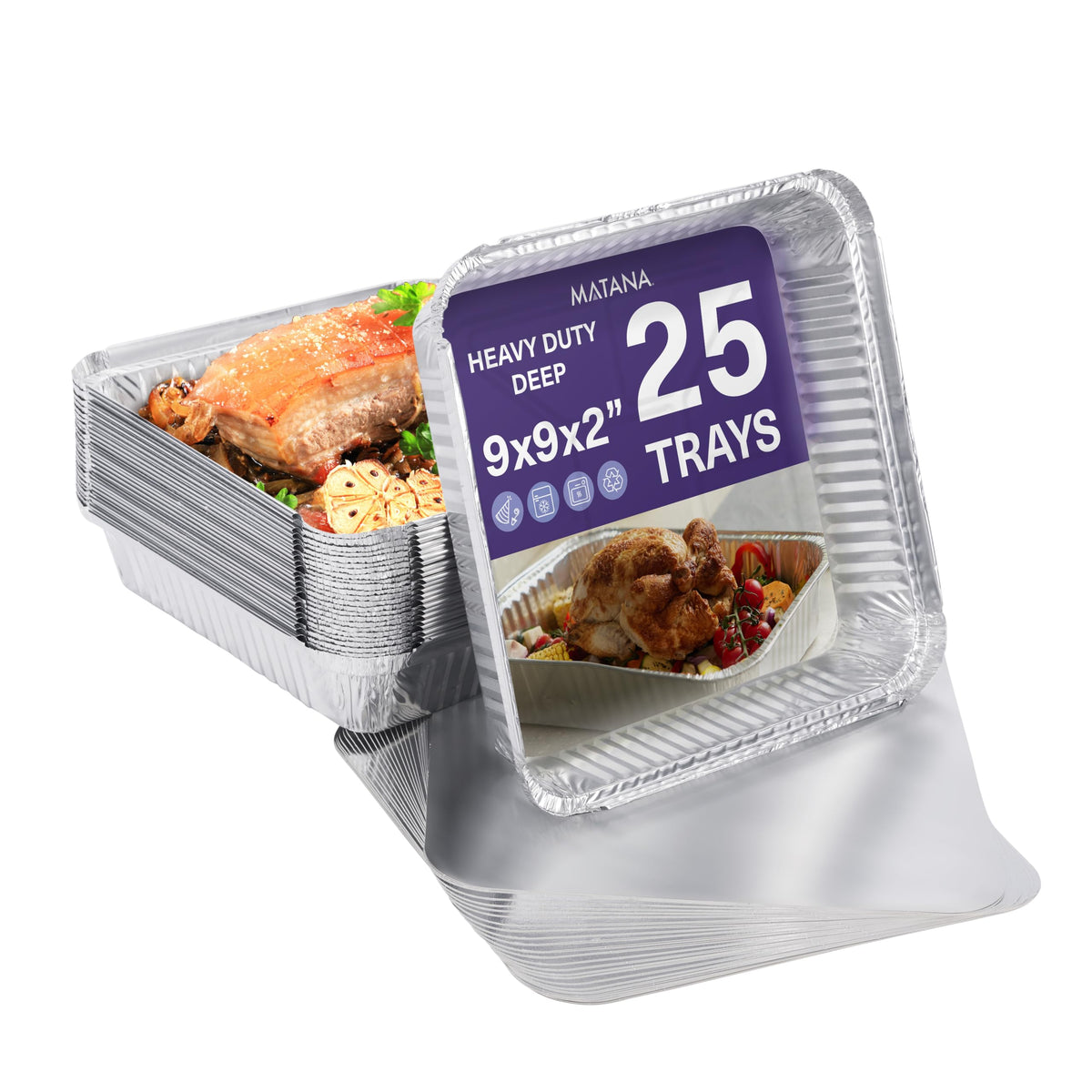 MATANA 25-pack 9x9 pan with lid for cake baking and easy transport
