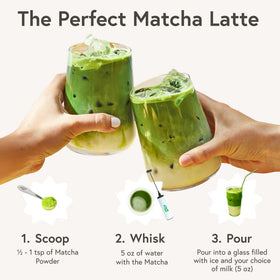 MATCHABAR blending coffee or greens with the whisk for versatile drinks.