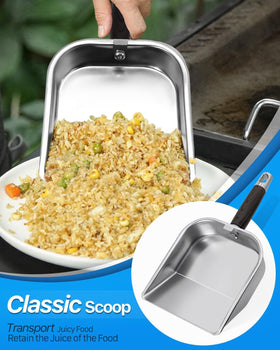 Matchwaves Griddle Scoop with large capacity handles rice, fries, and veggies.