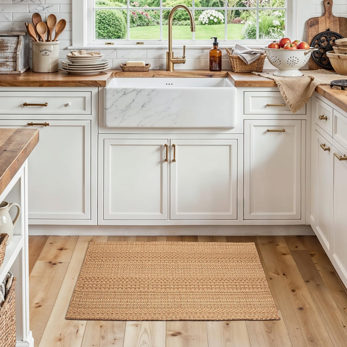 MatEssenz kitchen rug with woven design provides textured comfort underfoot