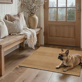 MatEssenz textured-woven entry rug adds warm depth to entryways.