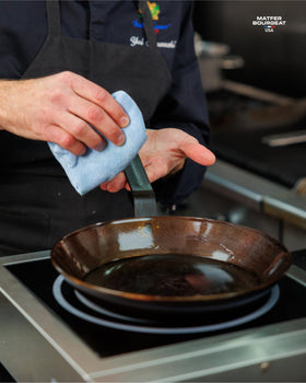 Matfer Bourgeat pan being used in oven or open flame environments