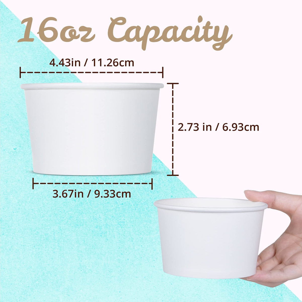 MATICAN 16oz capacity cup for generous servings with toppings.