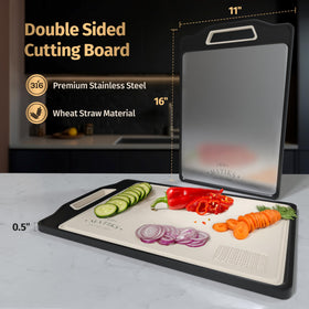 Matiks wheat-straw side for fruits and vegetables keeps prep clean.