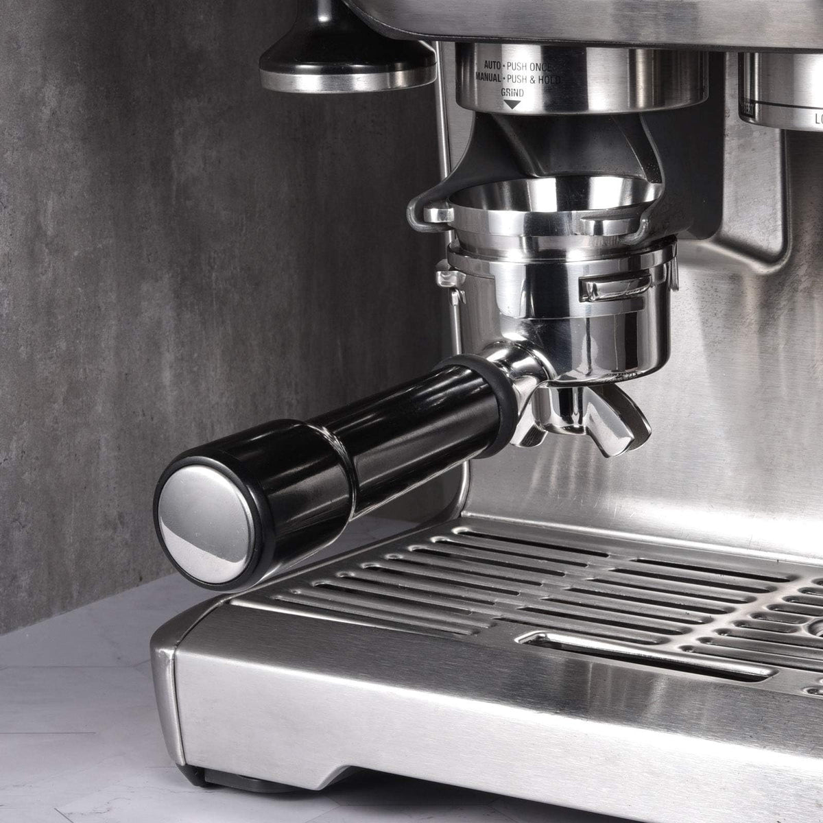 MATOW 54mm funnel auto-activate grinding with front tap for precise dosing.