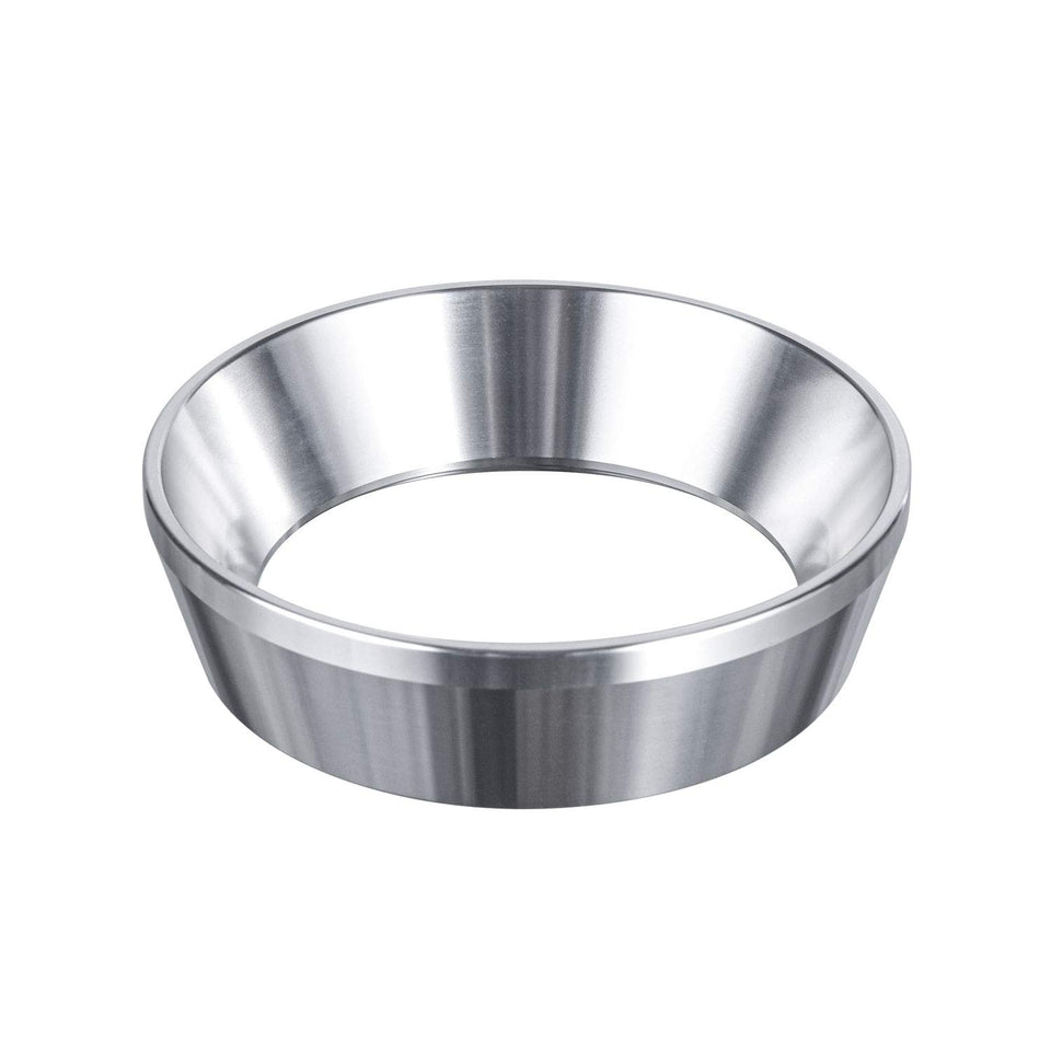 MATOW 54mm dosing ring sits on a Breville portafilter, enhancing dosing precision.