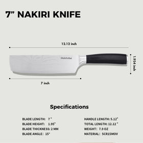 MATRLVIBE Nakiri pakkawood handle for comfortable grip and control.