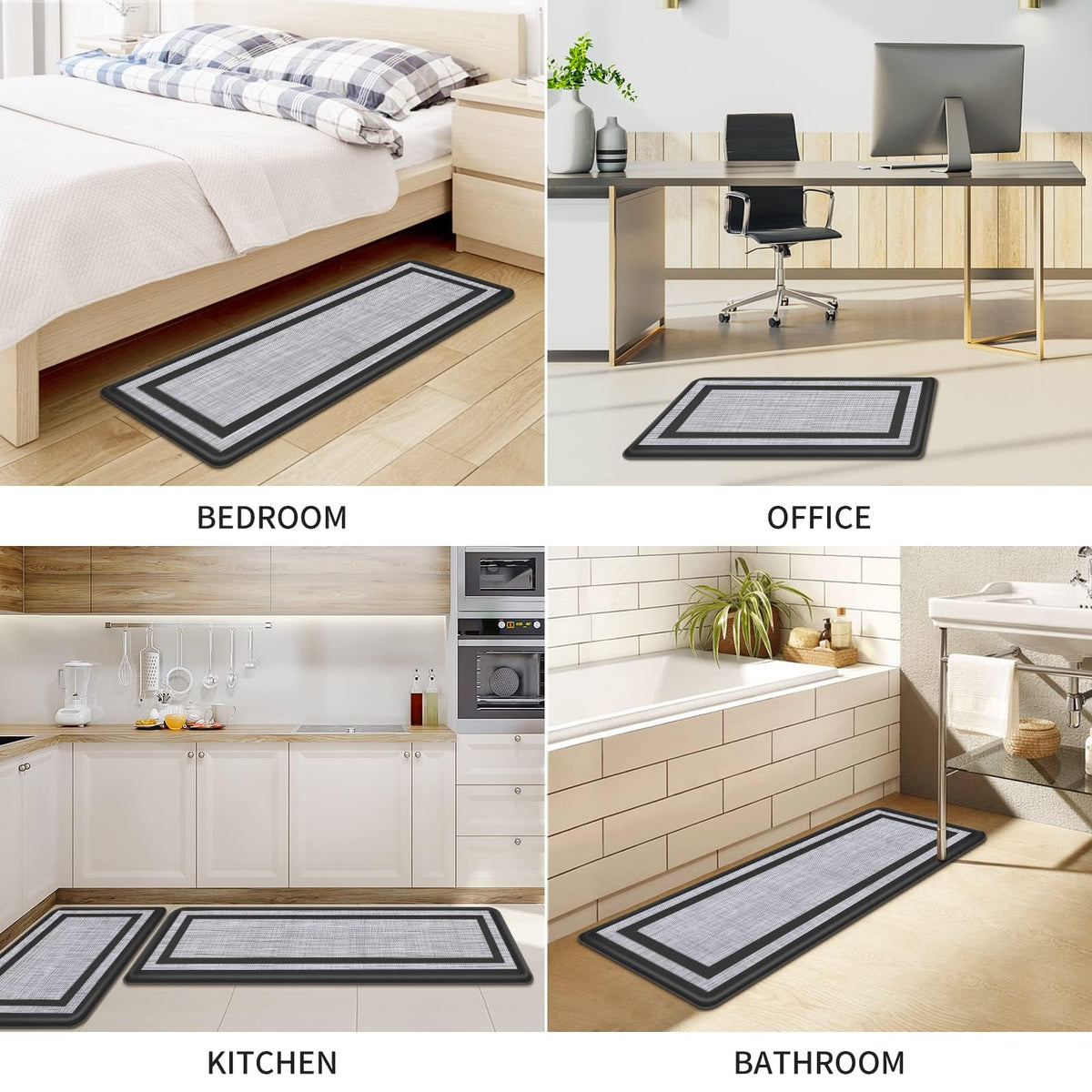 Mattitude mats in use on a kitchen floor during meal prep.