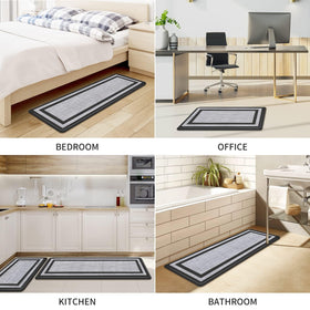 Mattitude mats in use on a kitchen floor during meal prep.