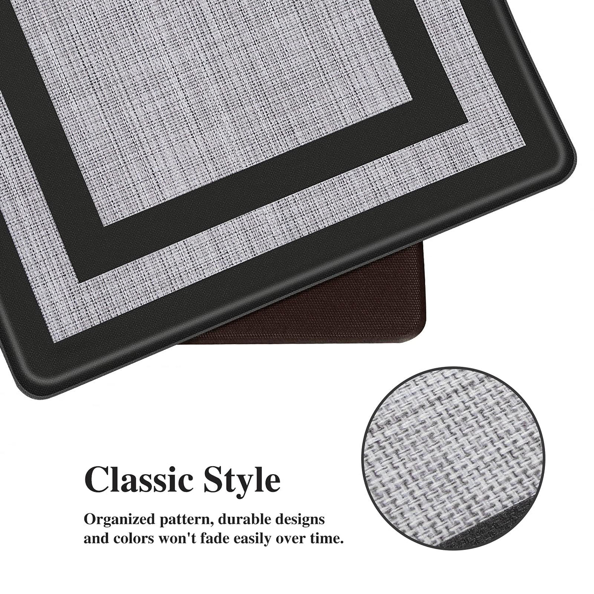 Mattitude non-slip back demonstrates safe, stable placement on kitchen floors.