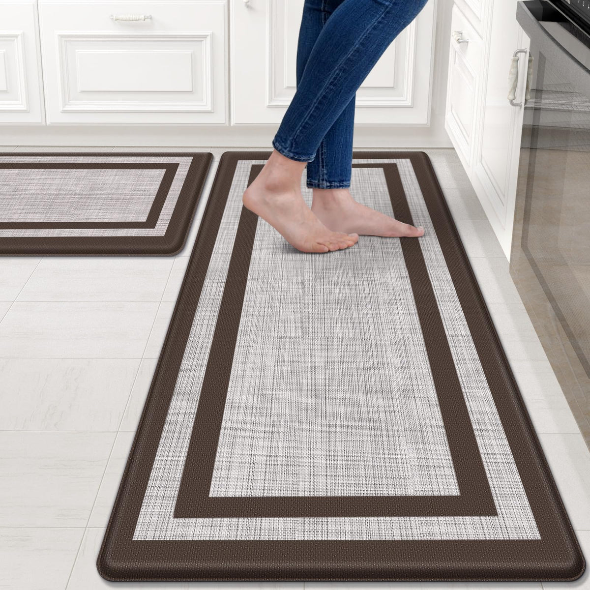 Mattitude kitchen mats set of 2 in a bright kitchen offering cushioned support