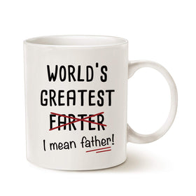 MAUAG Funny Best Dad Coffee Mug, front view, ideal as a playful gift for coffee lovers.