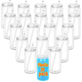 Maucircol 16oz acrylic snowglobe tumbler shows clear glitter-ready cup.