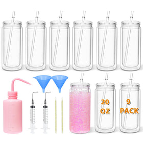 Maucircol 20oz snowglobe tumbler pack for easy DIY glitter cups