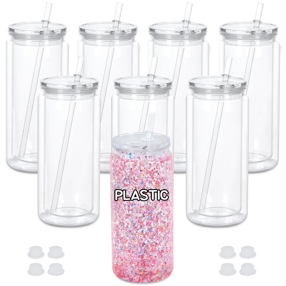 Maucircol 20 oz snowglobe tumbler with pre-drilled hole for glitter customization