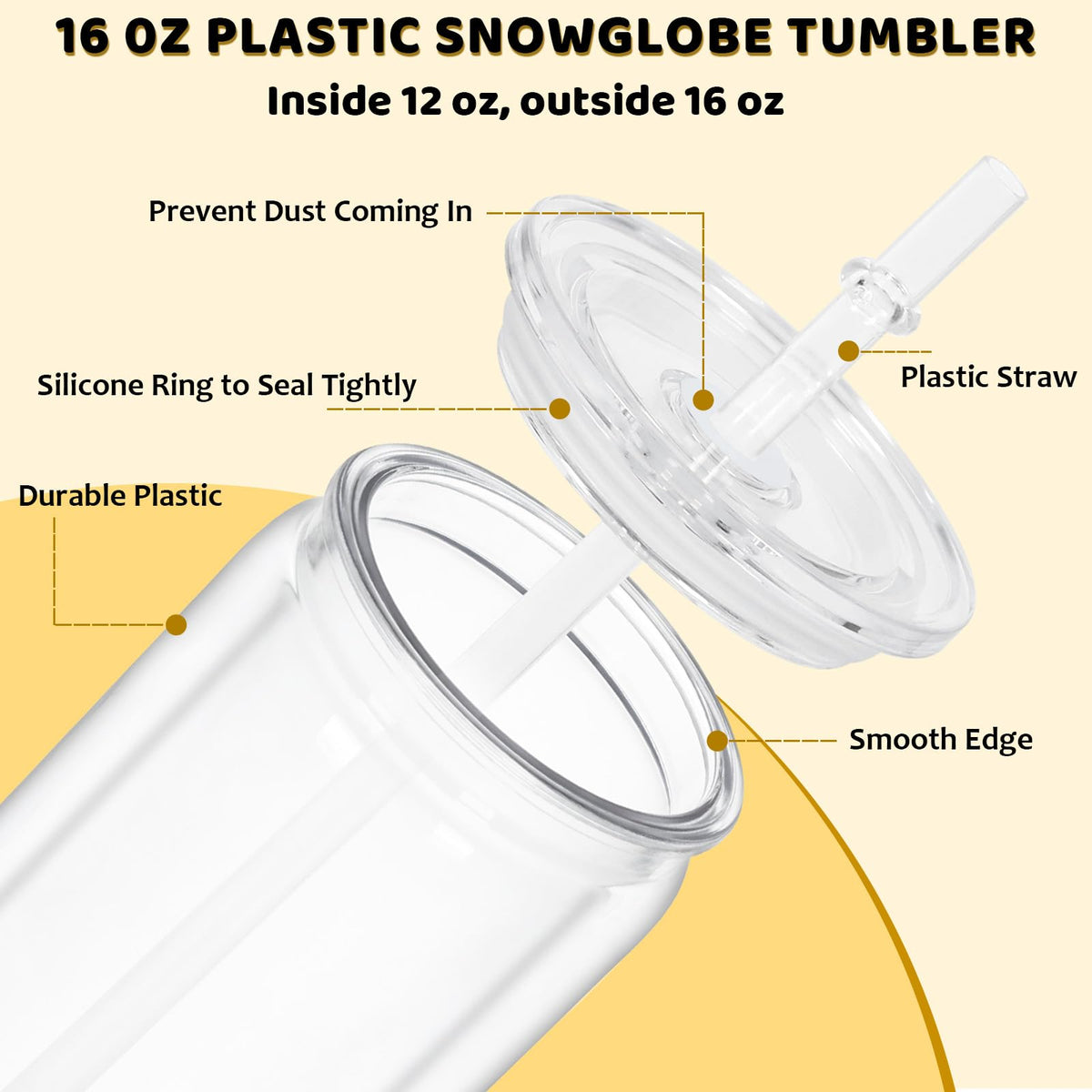 Maucircol pre-drilled hole snowglobe cup for easy glitter insertion.