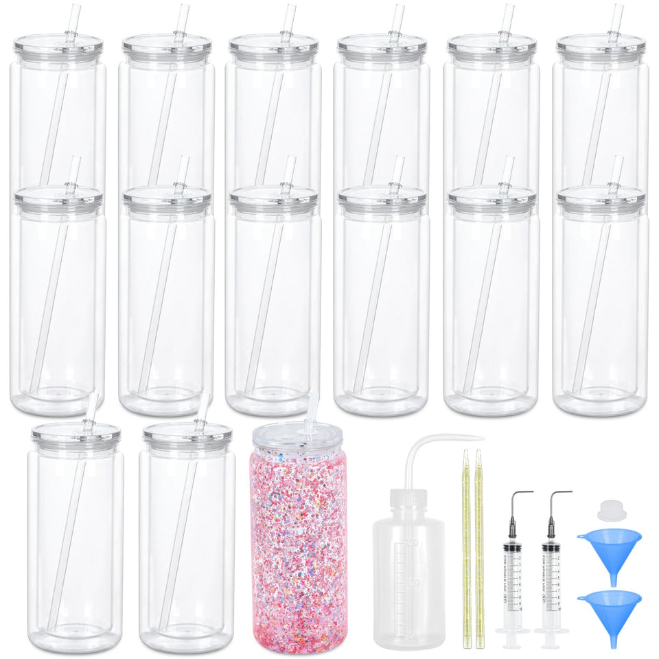Maucircol 20 oz snow globe tumbler pack ready for DIY glitter projects