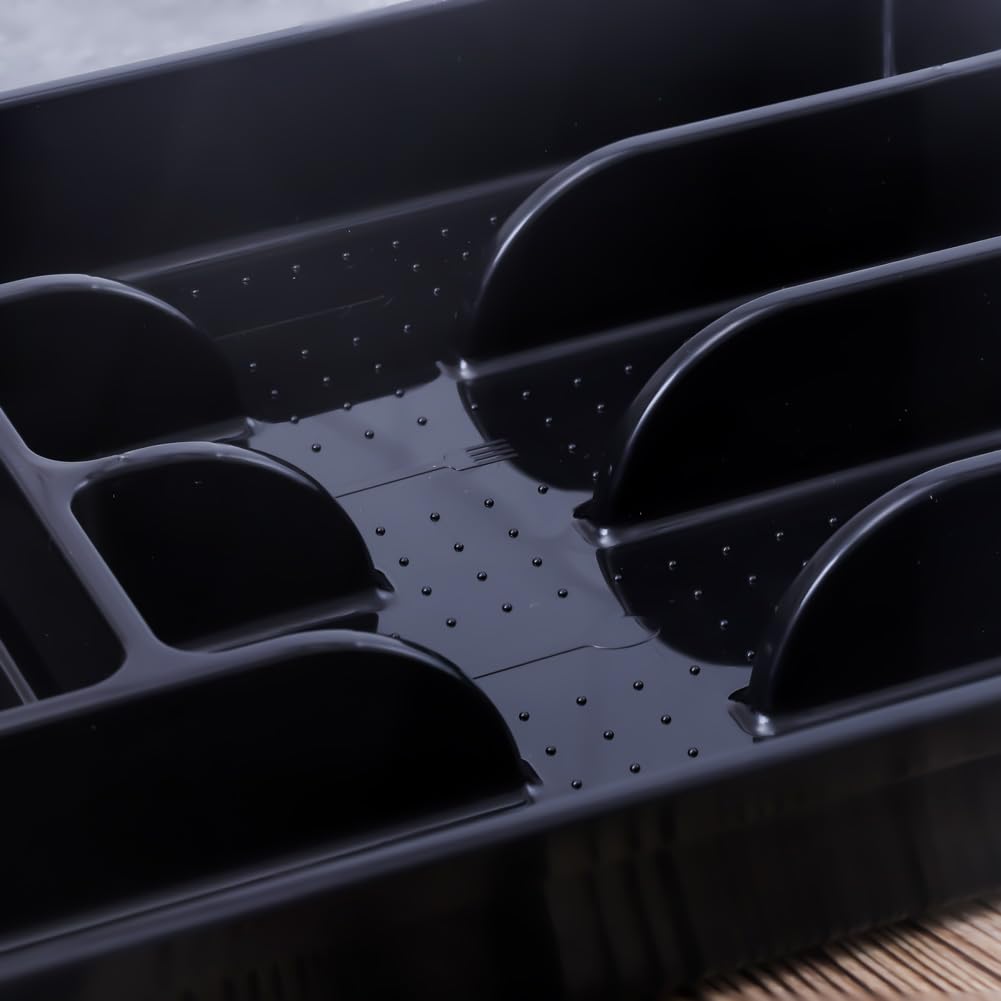 Maulehua silverware organizer with lid, compact dimensions fit most drawers.