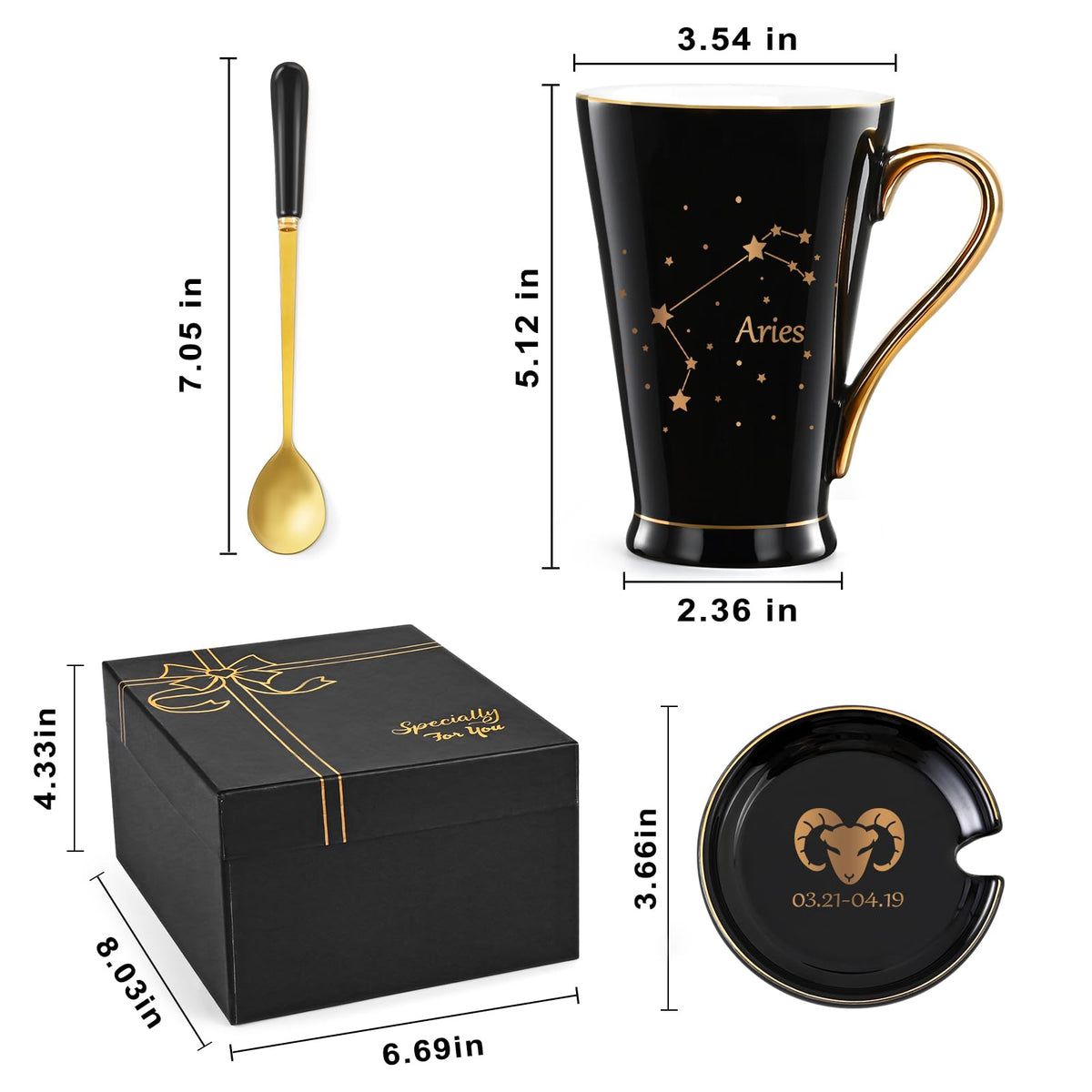 Maustic Aries mug base gold accent: durability and shine