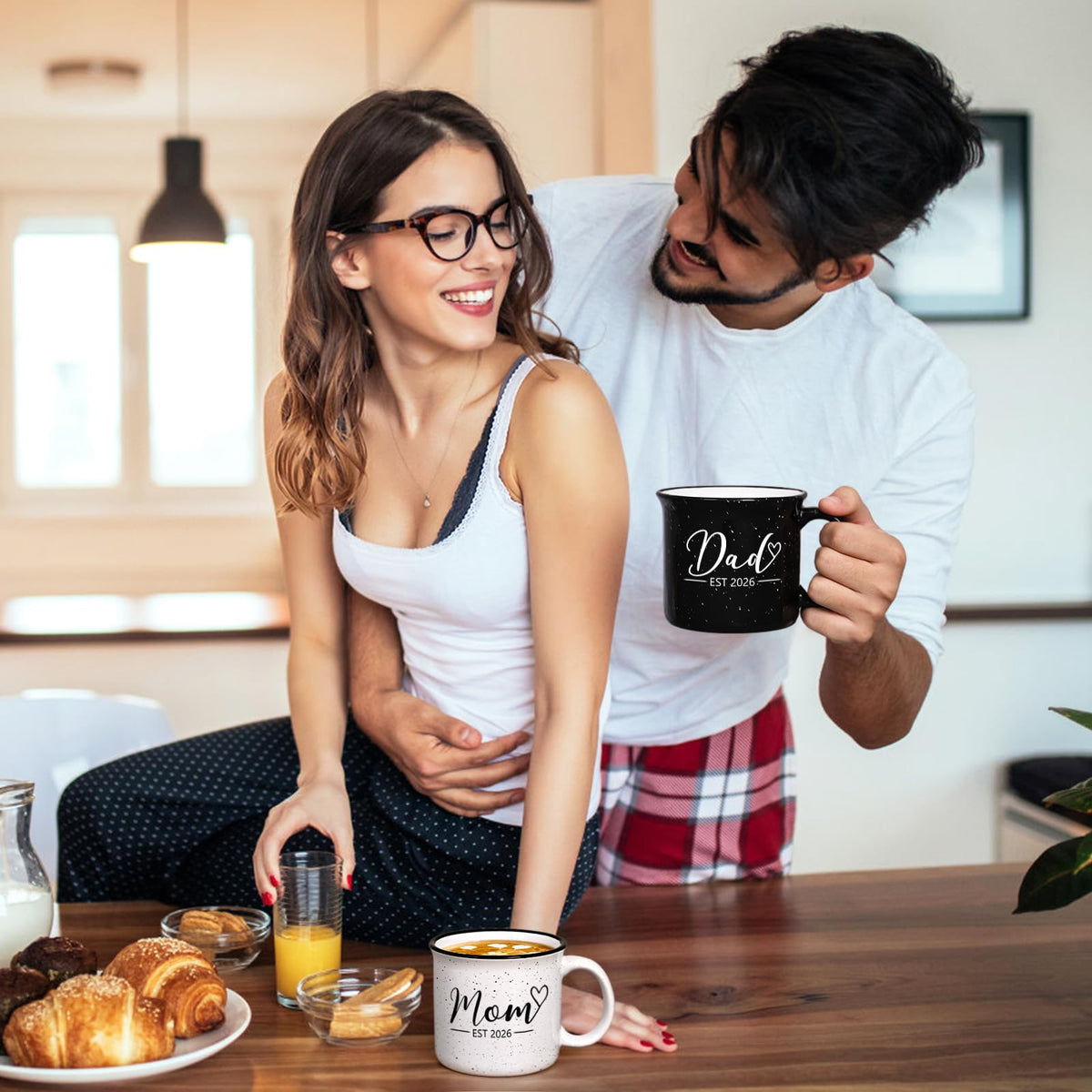 Maustic Mom and Dad Mugs smooth rim for comfortable sipping