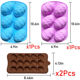 Mauts-inus small and large egg molds illustrate five patterns for creative eggs.