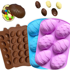 Mauts-inus Easter egg molds set shows compact design for versatile chocolates.
