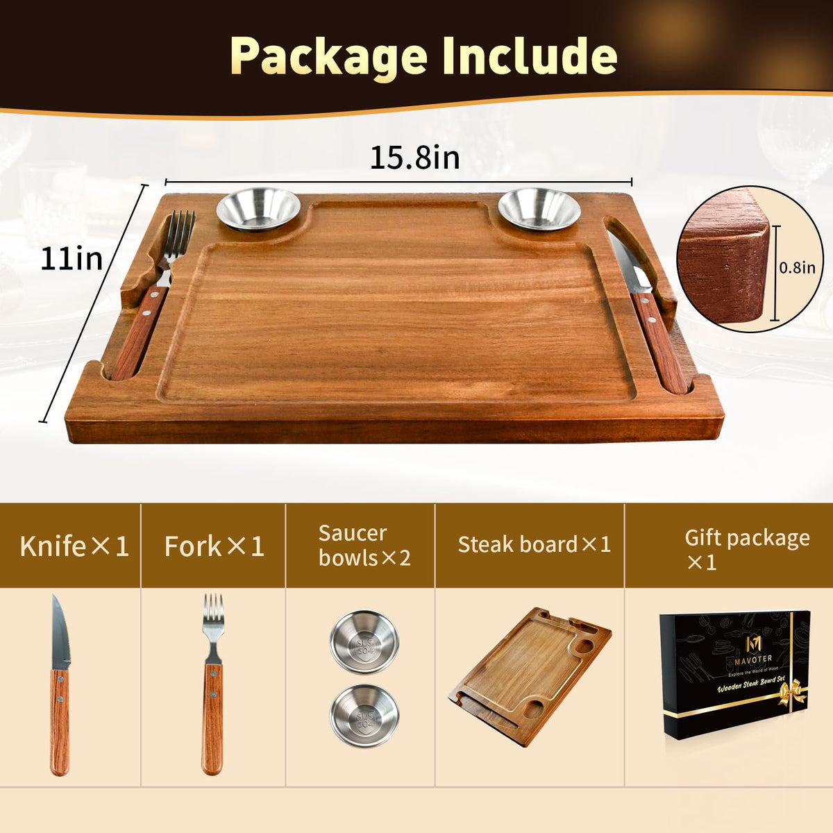 MAVOTER all-in-one serving set includes knives, forks, and ramekins