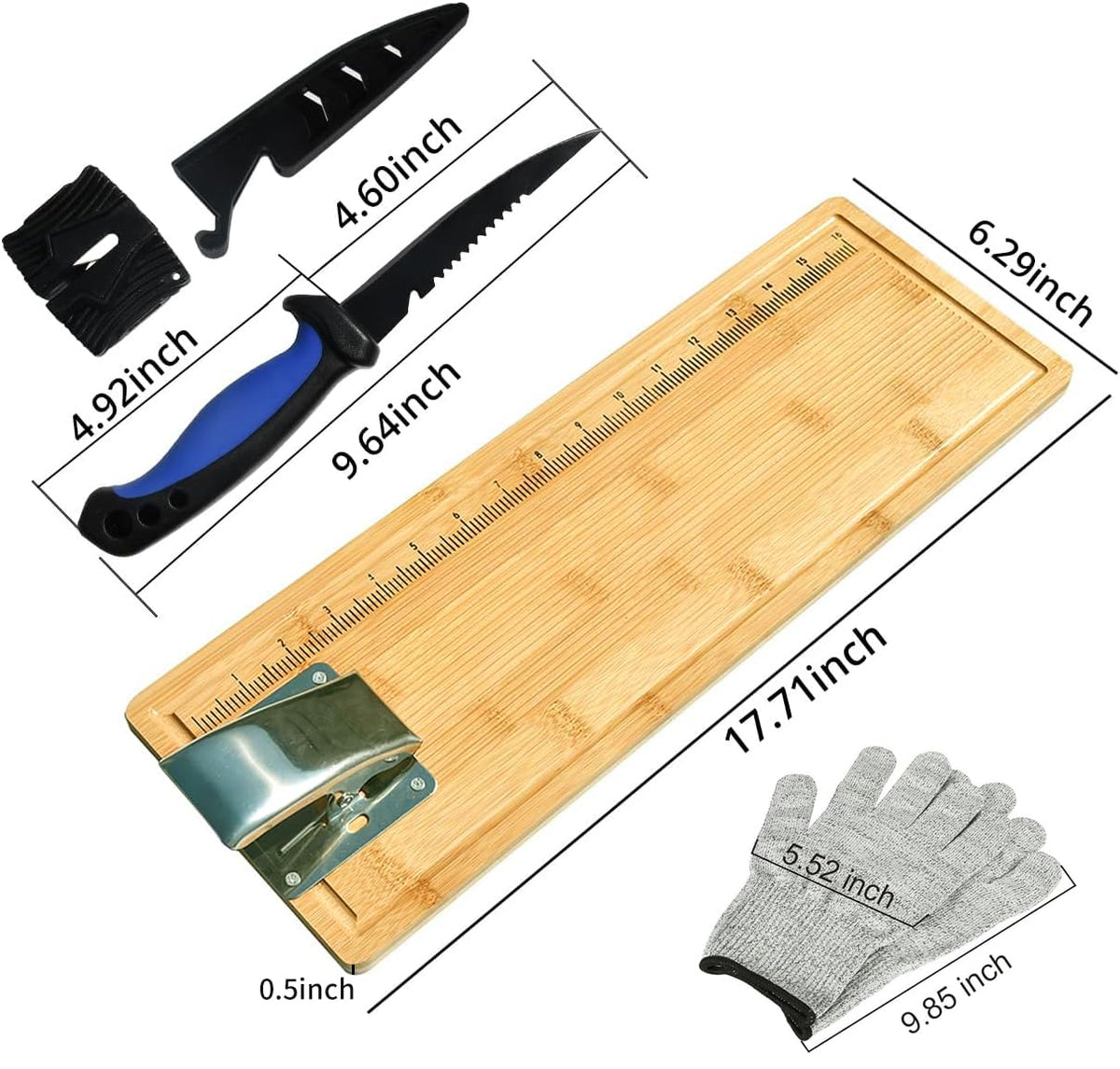MAVOTER gloves provide grip and protection during fish cleaning.
