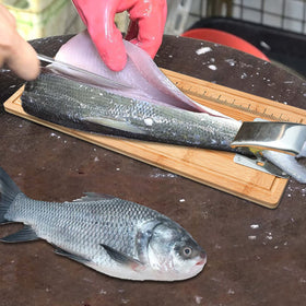 MAVOTER packaging contents displayed for a complete fish-cleaning kit.