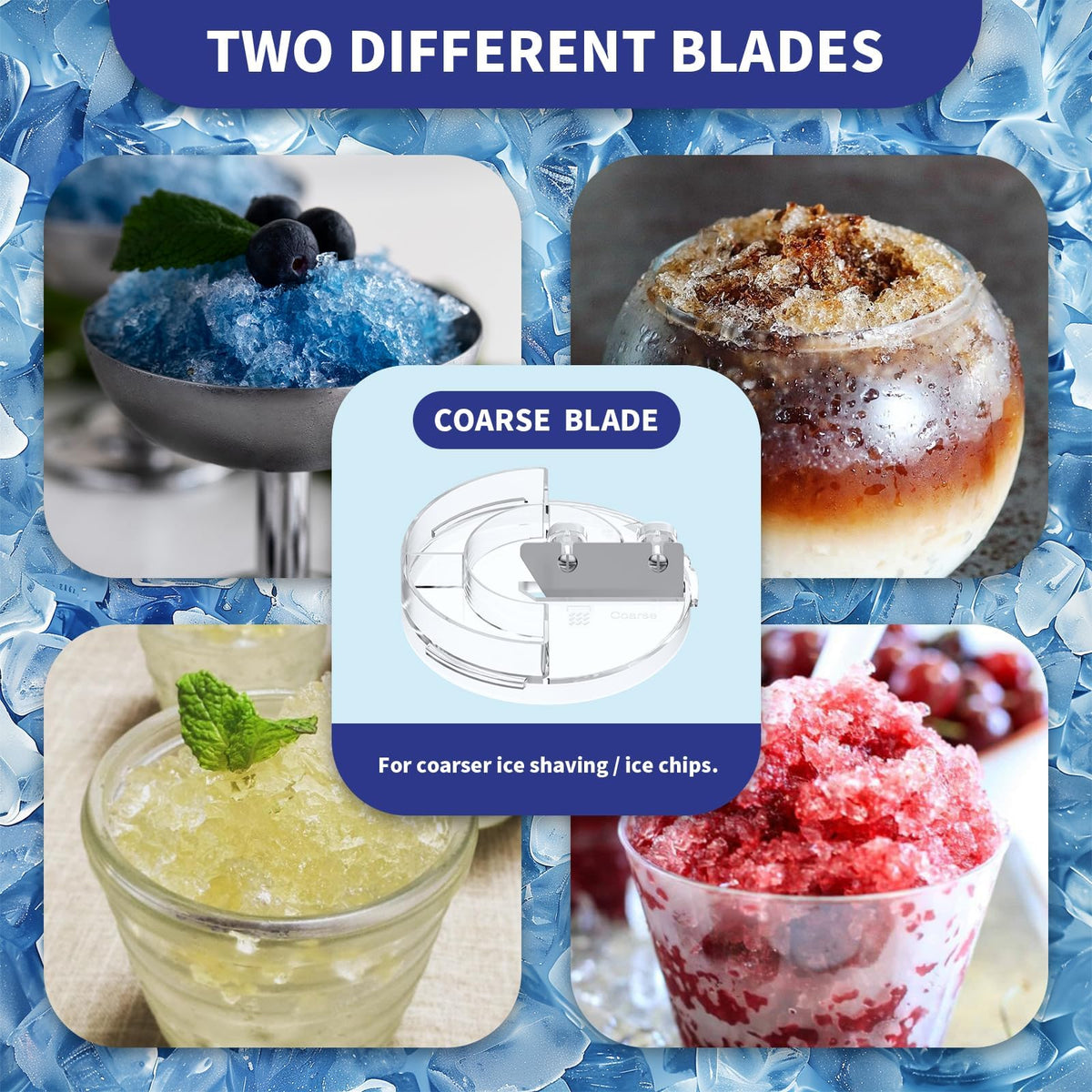 Mavouse durable materials on shave ice attachment for family use.