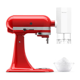 Mavouse shave ice attachment on KitchenAid for quick, refreshing shaved ice at home.