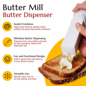MAX SPACE Butter Mill demonstrates portion control for even butter coverage
