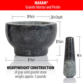 Maxam granite mortar and pestle demonstrates durable construction for daily grinding tasks