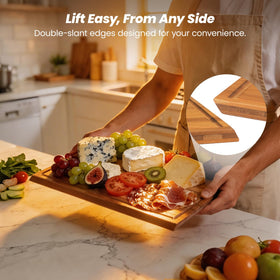 Maxboro bamboo board with charcuterie sections for stylish serving