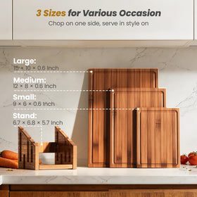 Maxboro bamboo cutting board large with juice groove for family meals