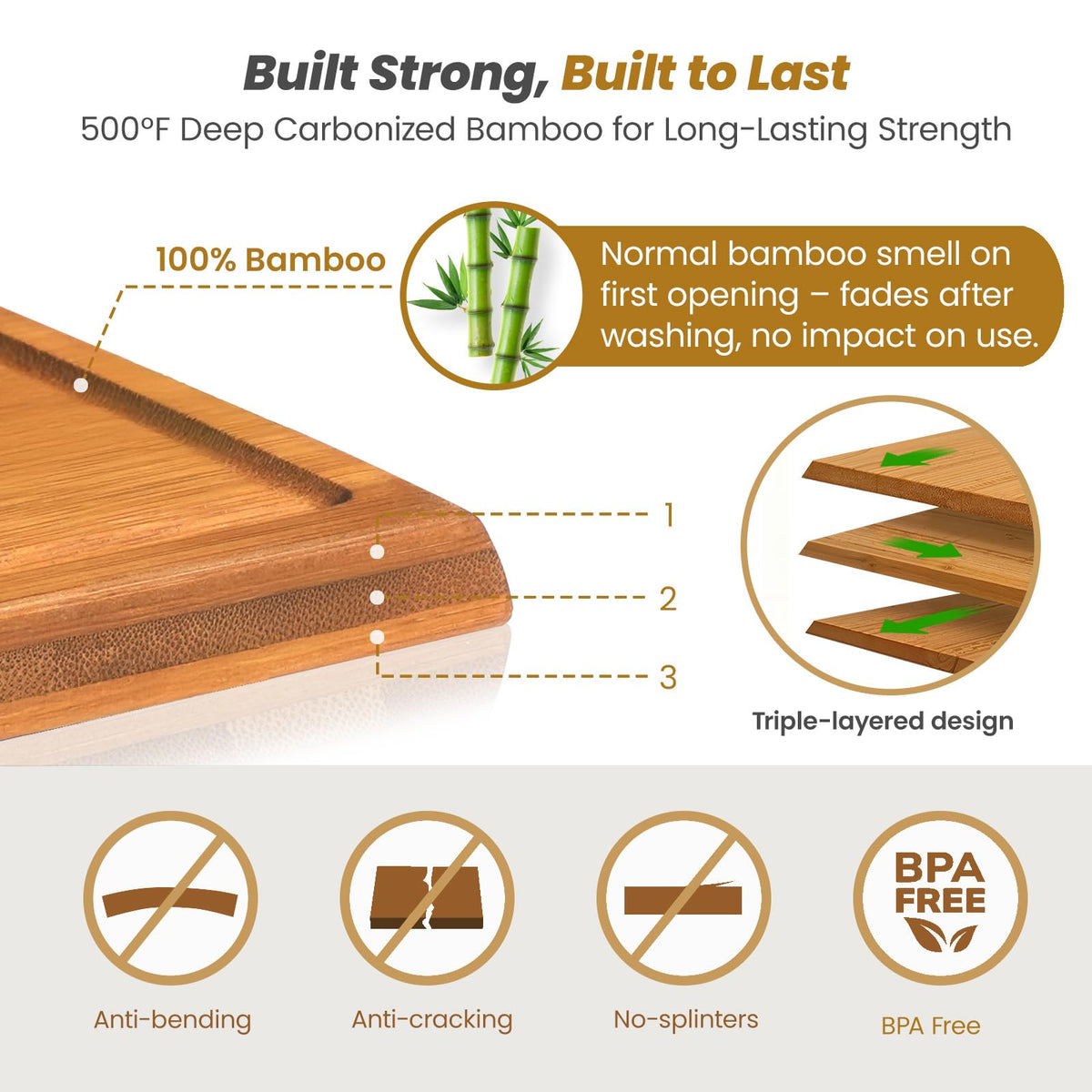 Maxboro bamboo cutting board medium with juice groove for versatile prep