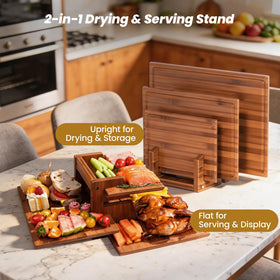Maxboro bamboo board stand doubles as storage and air-dry rack