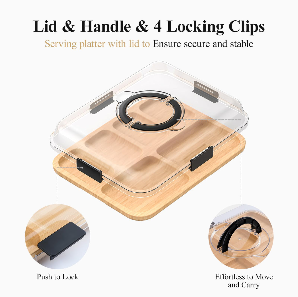Maxboro bamboo cutting board with knife set for prep and presentation