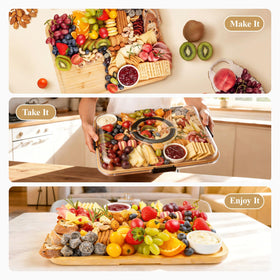 Maxboro charcuterie board six-section compartments neatly separates items
