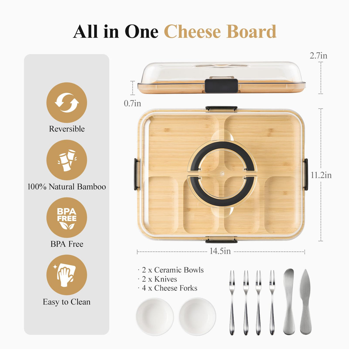 Maxboro portable charcuterie board with handle for easy outings