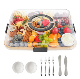 Maxboro charcuterie board with lid lock keeps snacks secure during travel