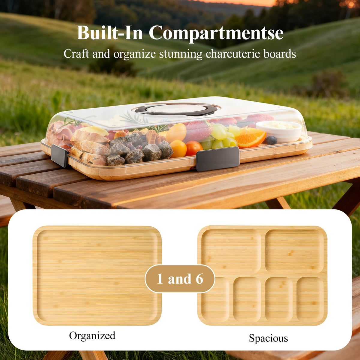 Maxboro charcuterie board non-slip grooves prevent sliding during use