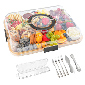 Maxboro charcuterie board with lid keeps snacks fresh during transport