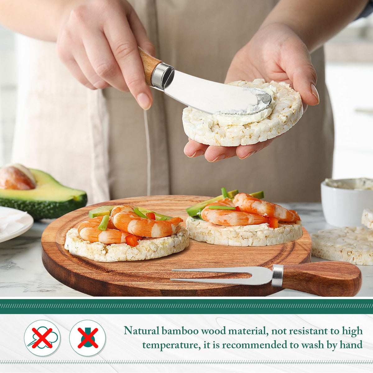 Maxcheck butter fork included for complete serving at gatherings.