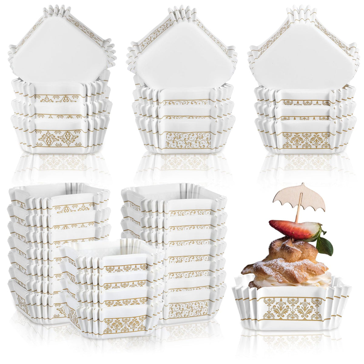 Maxcheck European-pattern square cupcake liners for festive baking